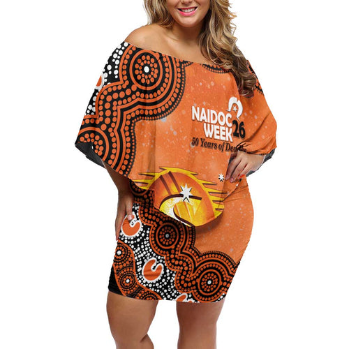 Perth Scorchers NAIDOC Week 2026 Custom Off Shoulder Short Dress 50 Years Deadly Indigenous Art Glitter Effect