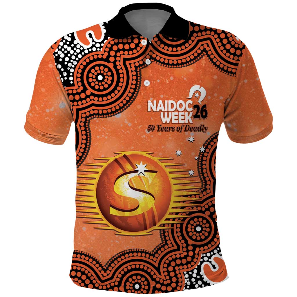 Perth Scorchers NAIDOC Week 2026 Custom Polo Shirt 50 Years Deadly Indigenous Art Glitter Effect