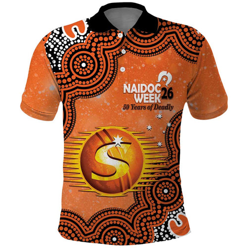 Perth Scorchers NAIDOC Week 2026 Custom Polo Shirt 50 Years Deadly Indigenous Art Glitter Effect