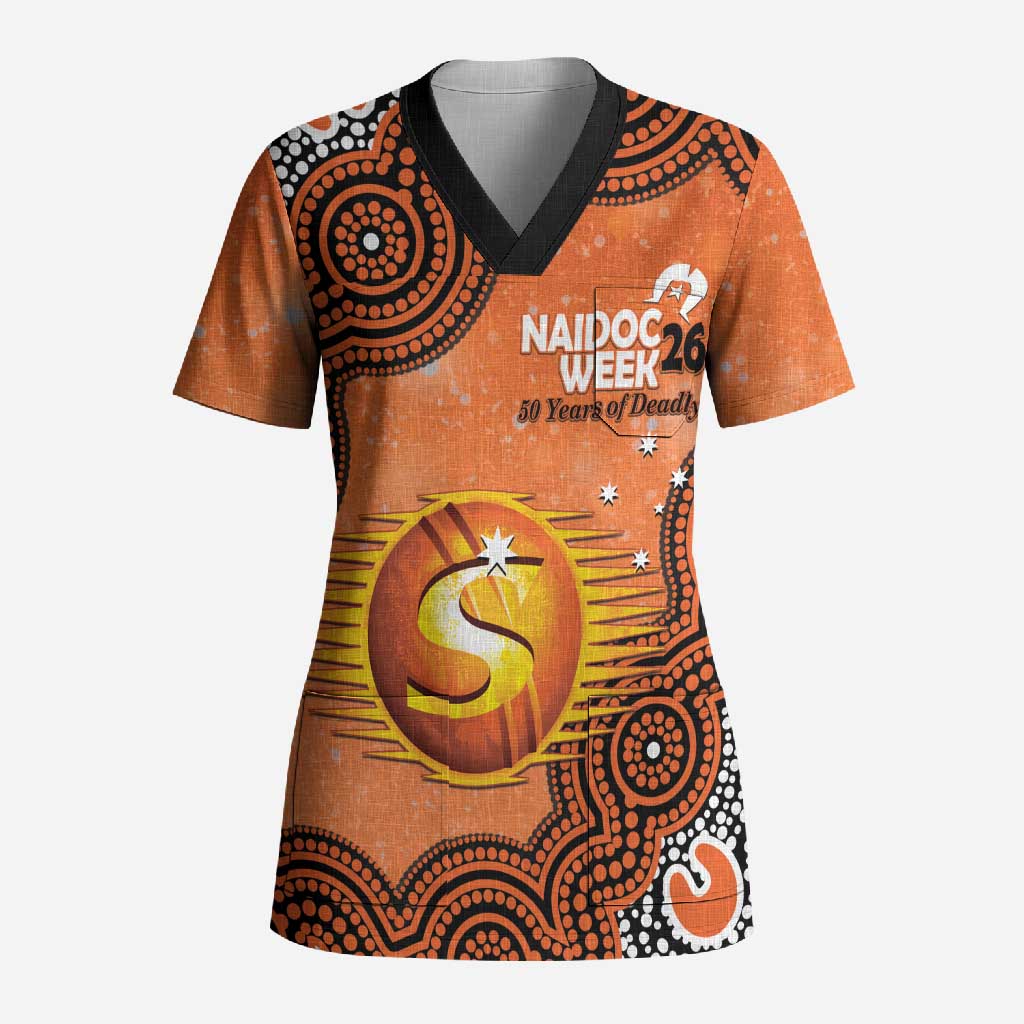 Perth Scorchers NAIDOC Week 2026 Custom Scrub Top 50 Years Deadly Indigenous Art Glitter Effect