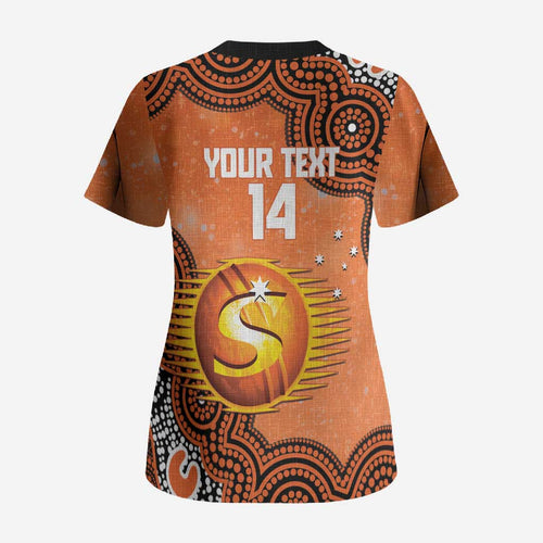 Perth Scorchers NAIDOC Week 2026 Custom Scrub Top 50 Years Deadly Indigenous Art Glitter Effect