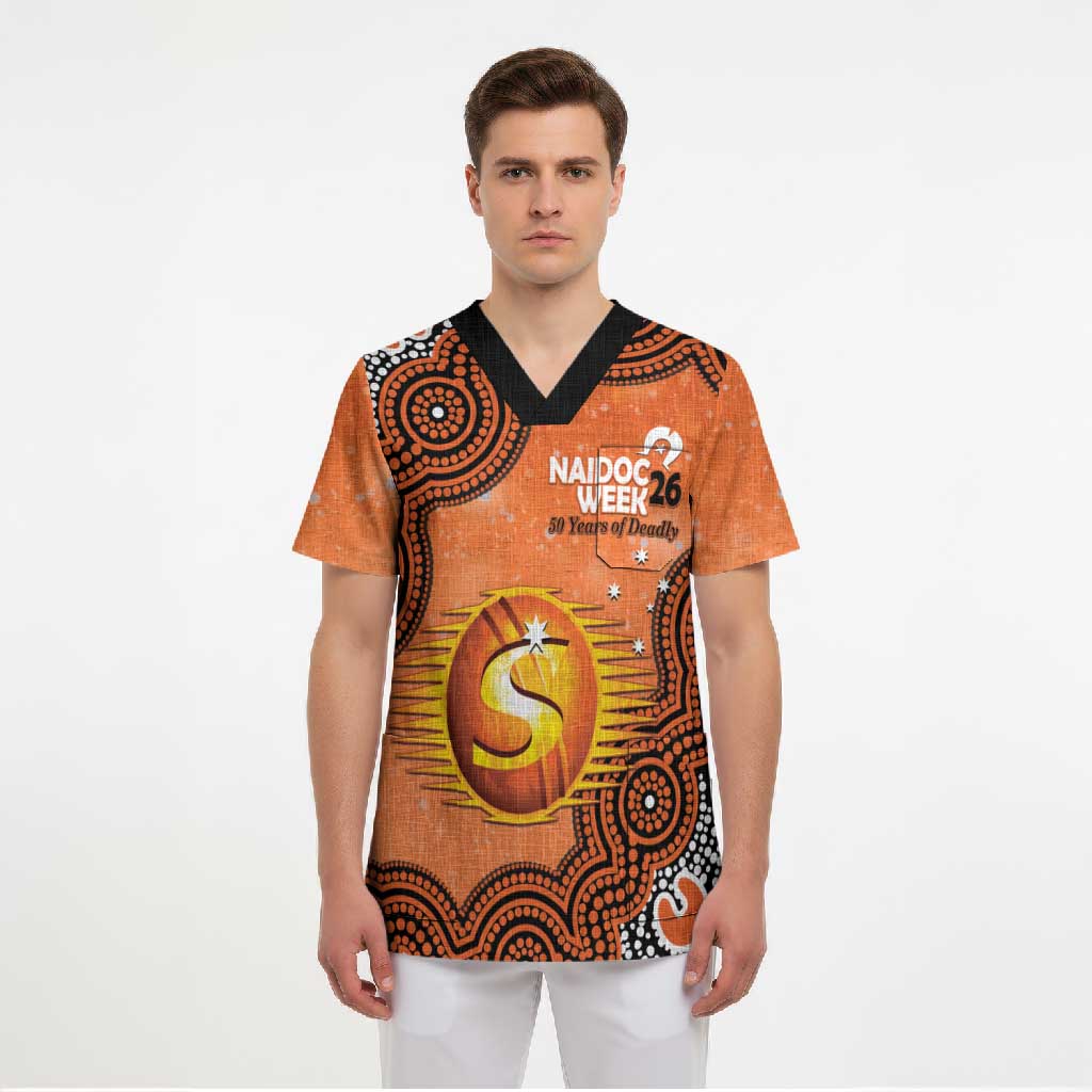Perth Scorchers NAIDOC Week 2026 Custom Scrub Top 50 Years Deadly Indigenous Art Glitter Effect