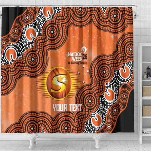 Perth Scorchers NAIDOC Week 2026 Custom Shower Curtain 50 Years Deadly Indigenous Art Glitter Effect