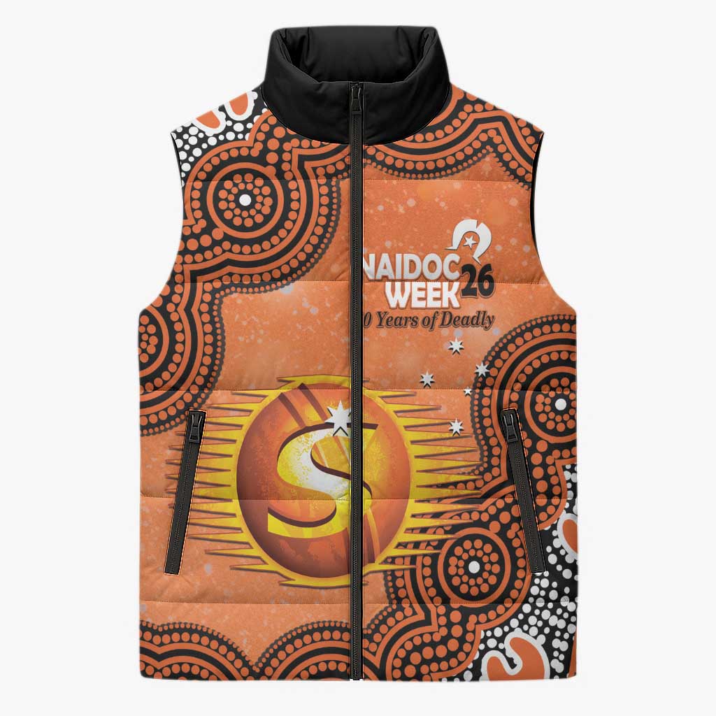 Perth Scorchers NAIDOC Week 2026 Custom Sleeveless Puffer Jacket 50 Years Deadly Indigenous Art Glitter Effect