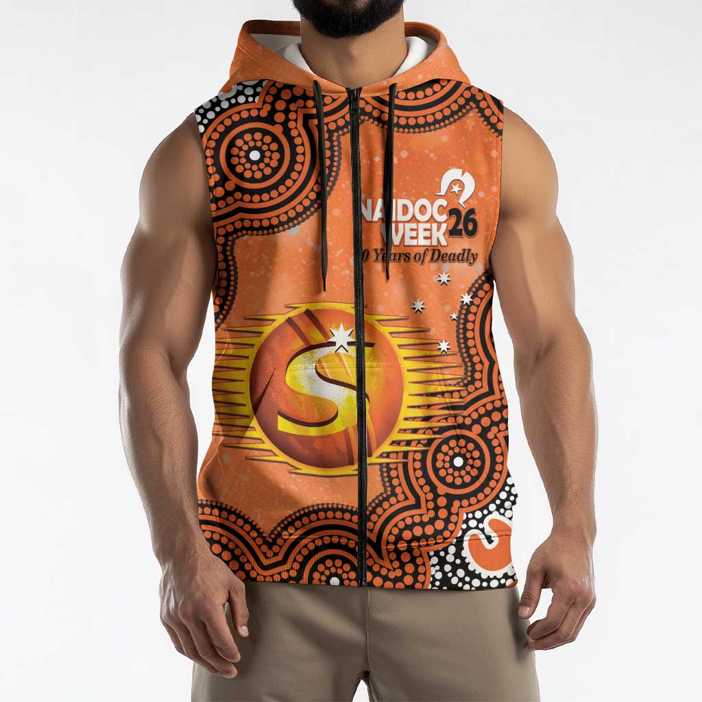 Perth Scorchers NAIDOC Week 2026 Custom Sleeveless Zip Hoodie 50 Years Deadly Indigenous Art Glitter Effect