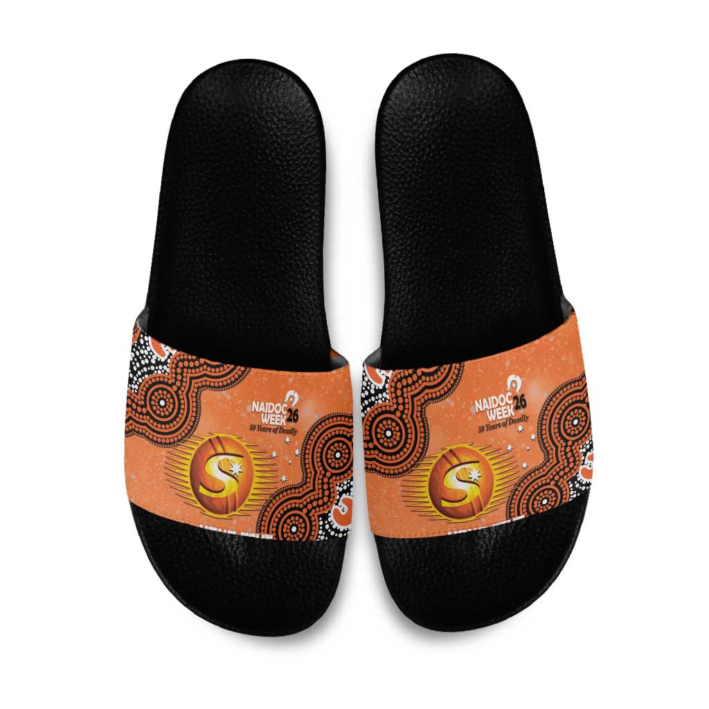 Perth Scorchers NAIDOC Week 2026 Custom Slide Sandals 50 Years Deadly Indigenous Art Glitter Effect