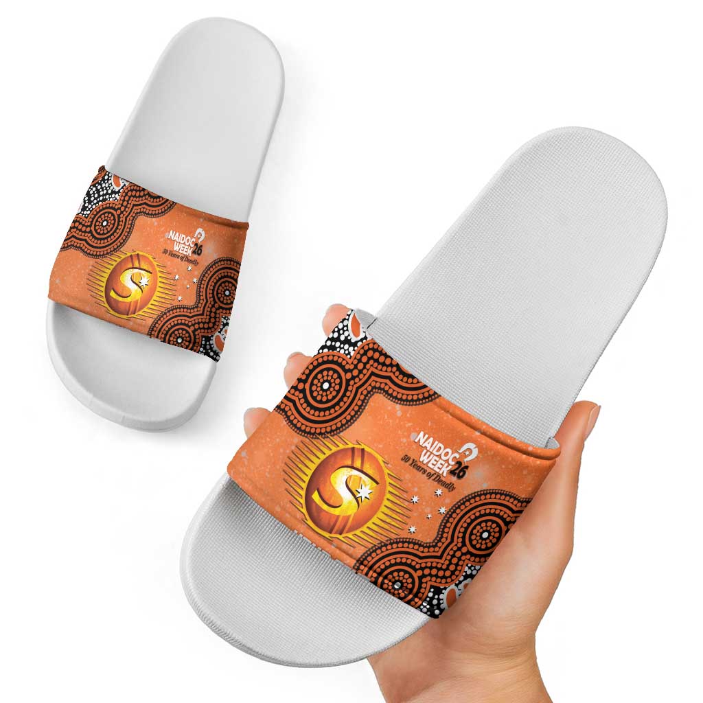 Perth Scorchers NAIDOC Week 2026 Custom Slide Sandals 50 Years Deadly Indigenous Art Glitter Effect