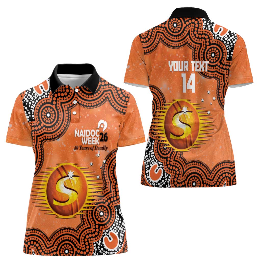 Perth Scorchers NAIDOC Week 2026 Custom Women Polo Shirt 50 Years Deadly Indigenous Art Glitter Effect