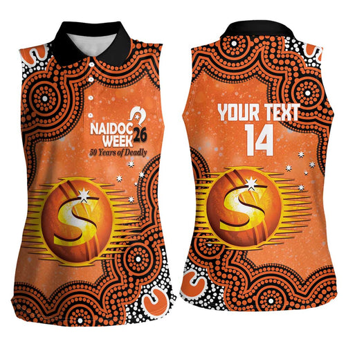 Perth Scorchers NAIDOC Week 2026 Custom Women Sleeveless Polo Shirt 50 Years Deadly Indigenous Art Glitter Effect