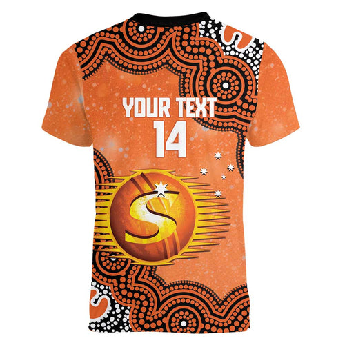 Perth Scorchers NAIDOC Week 2026 Custom Women V-Neck T-Shirt 50 Years Deadly Indigenous Art Glitter Effect