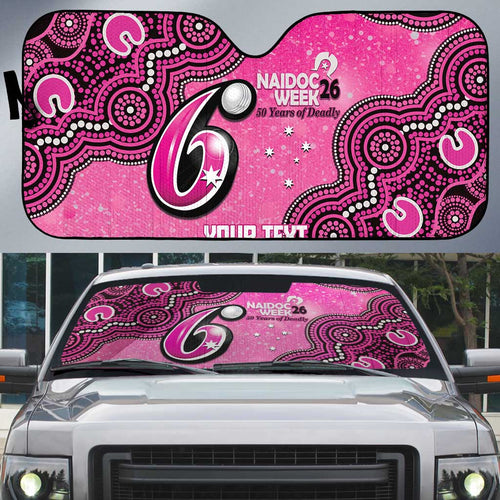Sydney Sixers NAIDOC Week 2026 Custom Auto Sun Shade 50 Years Deadly Indigenous Art Glitter Effect