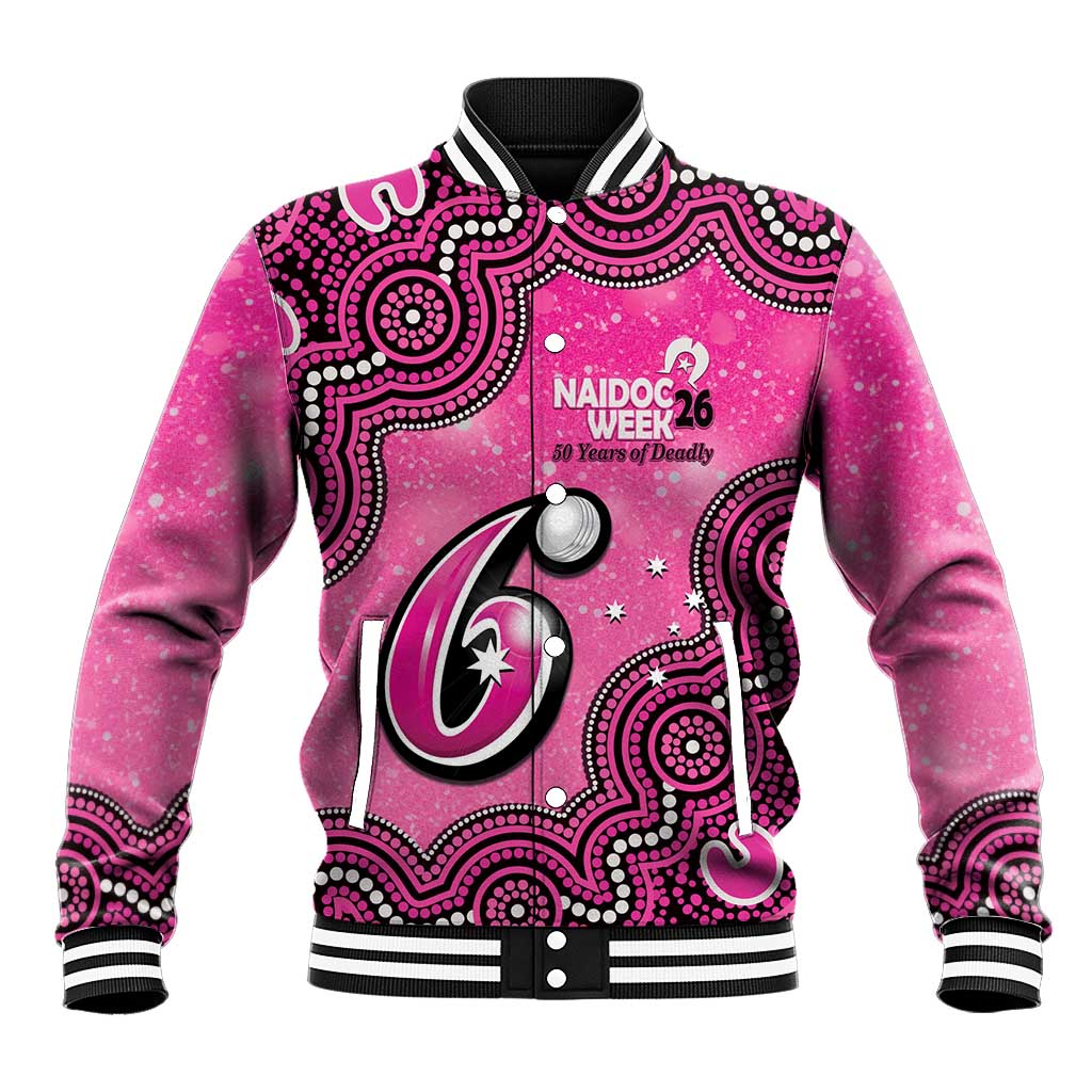 Sydney Sixers NAIDOC Week 2026 Custom Baseball Jacket 50 Years Deadly Indigenous Art Glitter Effect
