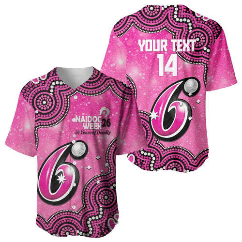 Sydney Sixers NAIDOC Week 2026 Custom Baseball Jersey 50 Years Deadly Indigenous Art Glitter Effect