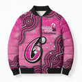 Sydney Sixers NAIDOC Week 2026 Custom Bomber Puffer Jacket 50 Years Deadly Indigenous Art Glitter Effect