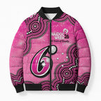 Sydney Sixers NAIDOC Week 2026 Custom Bomber Puffer Jacket 50 Years Deadly Indigenous Art Glitter Effect