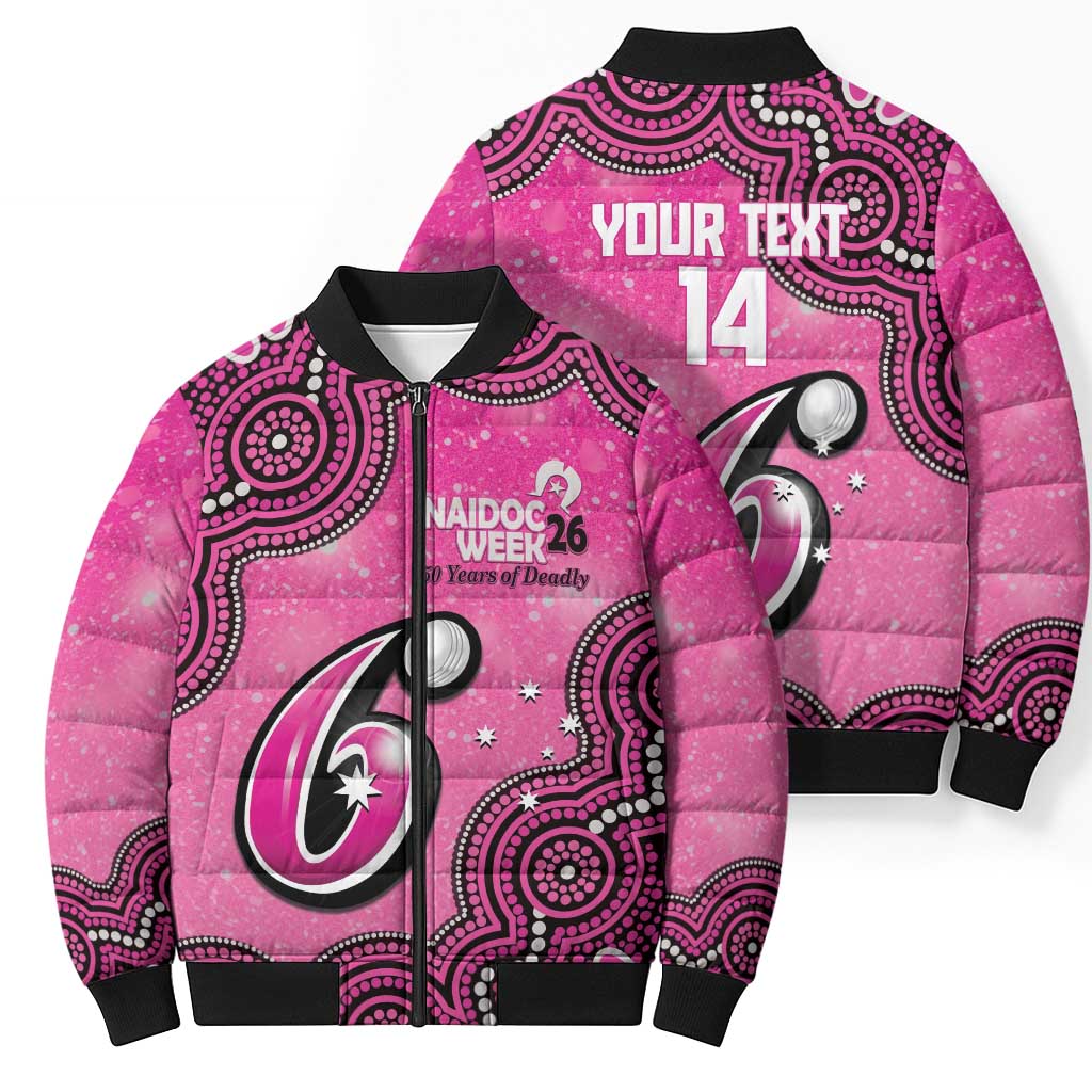 Sydney Sixers NAIDOC Week 2026 Custom Bomber Puffer Jacket 50 Years Deadly Indigenous Art Glitter Effect