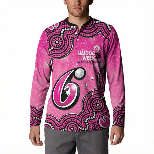 Sydney Sixers NAIDOC Week 2026 Custom Button Sweatshirt 50 Years Deadly Indigenous Art Glitter Effect