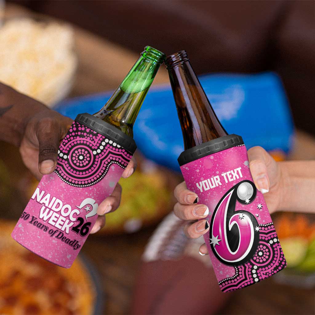 Sydney Sixers NAIDOC Week 2026 Custom 4 in 1 Can Cooler Tumbler 50 Years Deadly Indigenous Art Glitter Effect
