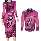 Sydney Sixers NAIDOC Week 2026 Custom Couples Matching Long Sleeve Bodycon Dress and Long Sleeve Button Shirt 50 Years Deadly Indigenous Art Glitter Effect