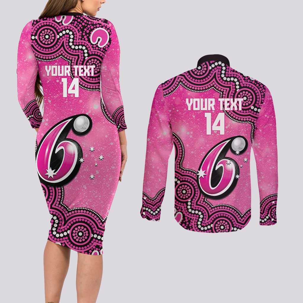 Sydney Sixers NAIDOC Week 2026 Custom Couples Matching Long Sleeve Bodycon Dress and Long Sleeve Button Shirt 50 Years Deadly Indigenous Art Glitter Effect