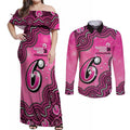 Sydney Sixers NAIDOC Week 2026 Custom Couples Matching Off Shoulder Maxi Dress and Long Sleeve Button Shirt 50 Years Deadly Indigenous Art Glitter Effect