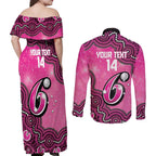 Sydney Sixers NAIDOC Week 2026 Custom Couples Matching Off Shoulder Maxi Dress and Long Sleeve Button Shirt 50 Years Deadly Indigenous Art Glitter Effect
