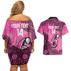 Sydney Sixers NAIDOC Week 2026 Custom Couples Matching Off Shoulder Short Dress and Hawaiian Shirt 50 Years Deadly Indigenous Art Glitter Effect