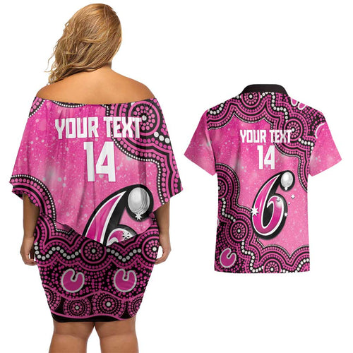 Sydney Sixers NAIDOC Week 2026 Custom Couples Matching Off Shoulder Short Dress and Hawaiian Shirt 50 Years Deadly Indigenous Art Glitter Effect