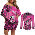 Sydney Sixers NAIDOC Week 2026 Custom Couples Matching Off Shoulder Short Dress and Long Sleeve Button Shirt 50 Years Deadly Indigenous Art Glitter Effect