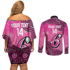 Sydney Sixers NAIDOC Week 2026 Custom Couples Matching Off Shoulder Short Dress and Long Sleeve Button Shirt 50 Years Deadly Indigenous Art Glitter Effect