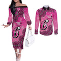 Sydney Sixers NAIDOC Week 2026 Custom Couples Matching Off The Shoulder Long Sleeve Dress and Long Sleeve Button Shirt 50 Years Deadly Indigenous Art Glitter Effect