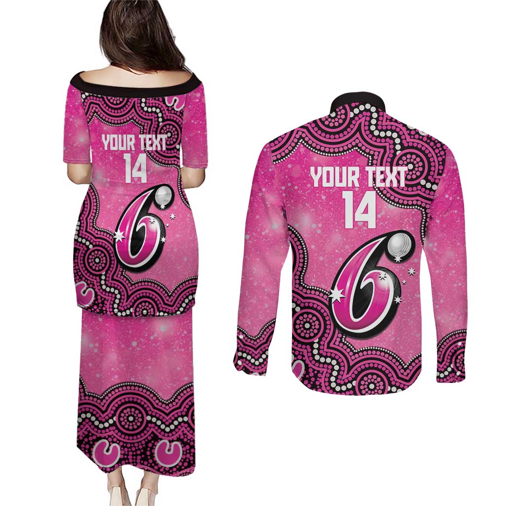 Sydney Sixers NAIDOC Week 2026 Custom Couples Matching Puletasi and Long Sleeve Button Shirt 50 Years Deadly Indigenous Art Glitter Effect