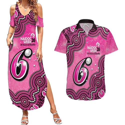 Sydney Sixers NAIDOC Week 2026 Custom Couples Matching Summer Maxi Dress and Hawaiian Shirt 50 Years Deadly Indigenous Art Glitter Effect