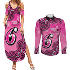Sydney Sixers NAIDOC Week 2026 Custom Couples Matching Summer Maxi Dress and Long Sleeve Button Shirt 50 Years Deadly Indigenous Art Glitter Effect