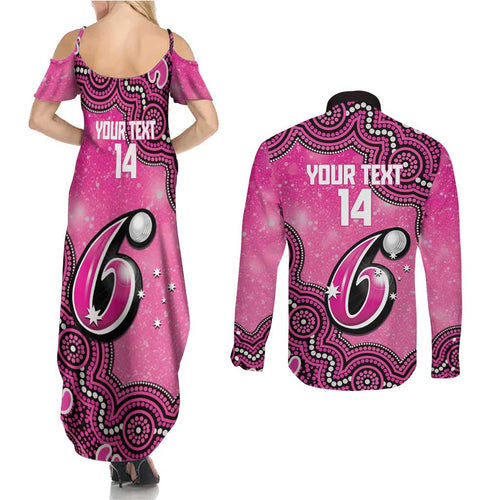 Sydney Sixers NAIDOC Week 2026 Custom Couples Matching Summer Maxi Dress and Long Sleeve Button Shirt 50 Years Deadly Indigenous Art Glitter Effect