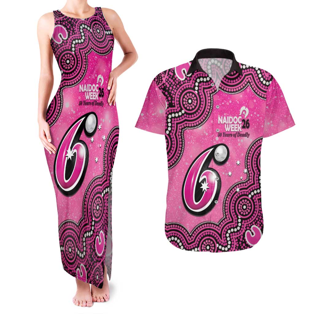 Sydney Sixers NAIDOC Week 2026 Custom Couples Matching Tank Maxi Dress and Hawaiian Shirt 50 Years Deadly Indigenous Art Glitter Effect
