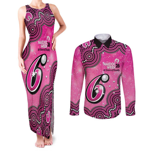 Sydney Sixers NAIDOC Week 2026 Custom Couples Matching Tank Maxi Dress and Long Sleeve Button Shirt 50 Years Deadly Indigenous Art Glitter Effect
