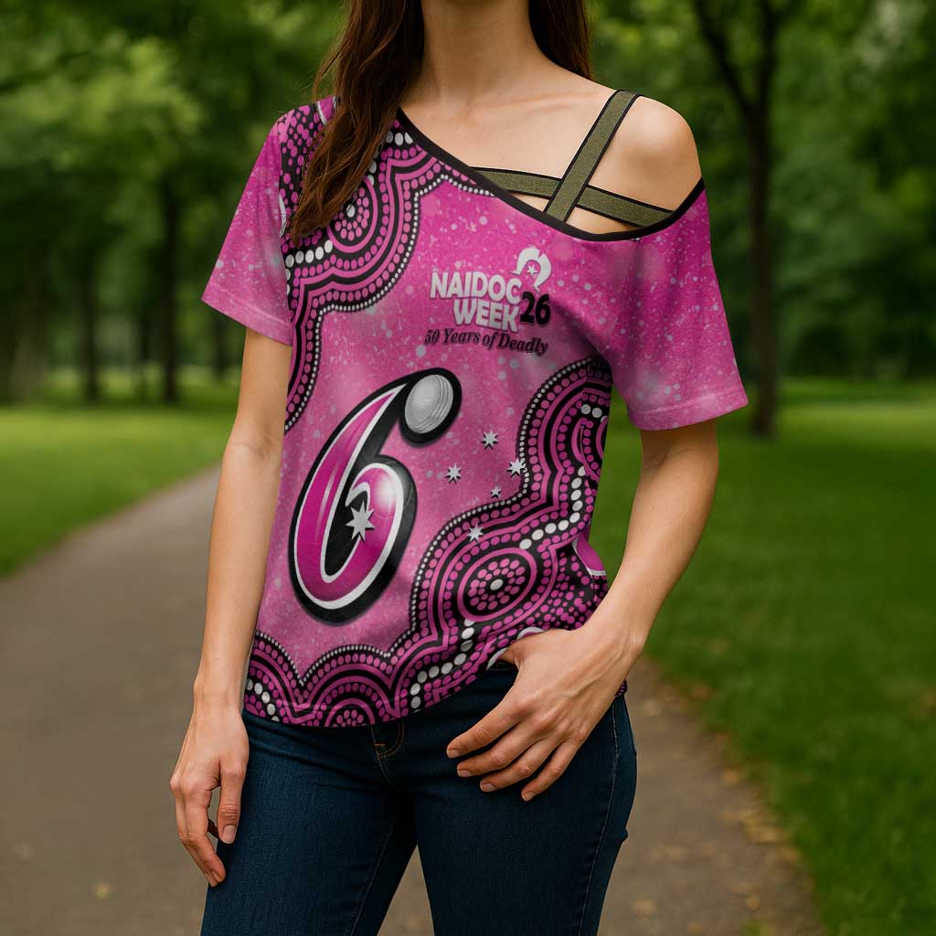 Sydney Sixers NAIDOC Week 2026 Custom Cross Shoulder Shirt 50 Years Deadly Indigenous Art Glitter Effect