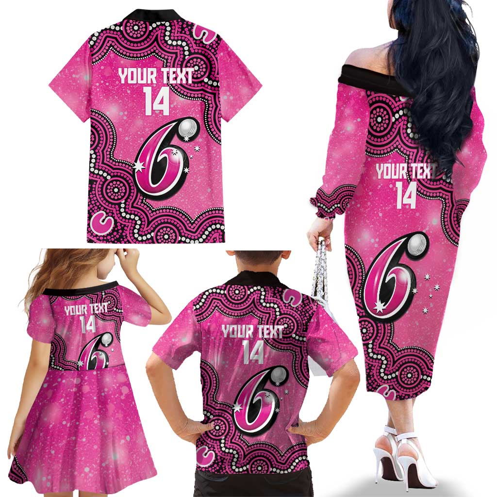 Sydney Sixers NAIDOC Week 2026 Custom Family Matching Off The Shoulder Long Sleeve Dress and Hawaiian Shirt 50 Years Deadly Indigenous Art Glitter Effect