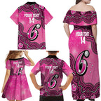 Sydney Sixers NAIDOC Week 2026 Custom Family Matching Off Shoulder Maxi Dress and Hawaiian Shirt 50 Years Deadly Indigenous Art Glitter Effect