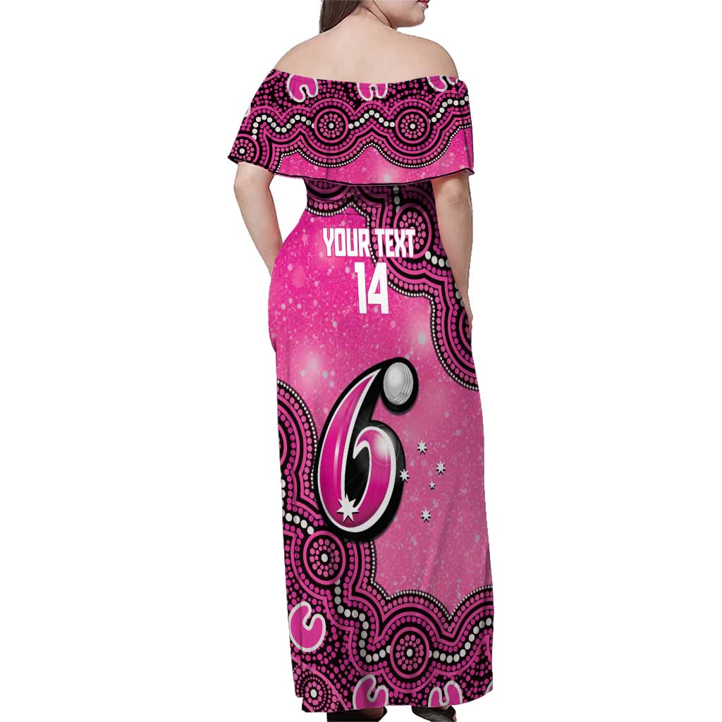Sydney Sixers NAIDOC Week 2026 Custom Family Matching Off Shoulder Maxi Dress and Hawaiian Shirt 50 Years Deadly Indigenous Art Glitter Effect
