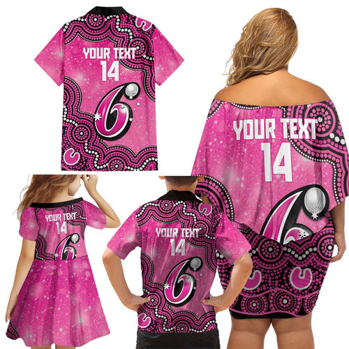 Sydney Sixers NAIDOC Week 2026 Custom Family Matching Off Shoulder Short Dress and Hawaiian Shirt 50 Years Deadly Indigenous Art Glitter Effect