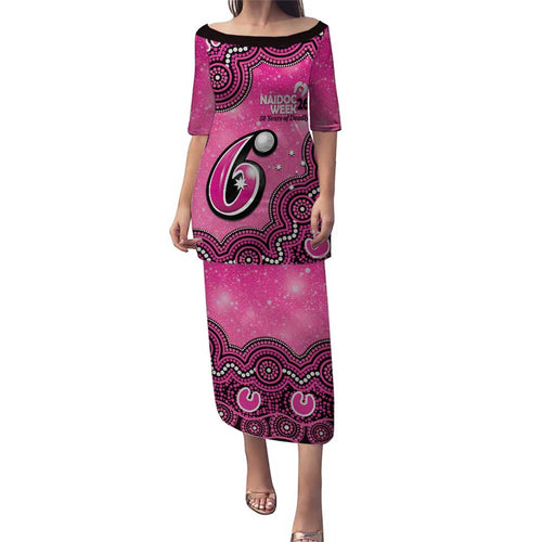 Sydney Sixers NAIDOC Week 2026 Custom Family Matching Puletasi and Hawaiian Shirt 50 Years Deadly Indigenous Art Glitter Effect