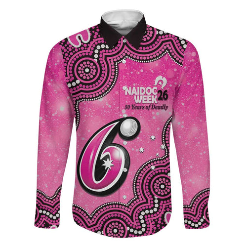 Sydney Sixers NAIDOC Week 2026 Custom Family Matching Short Sleeve Bodycon Dress and Hawaiian Shirt 50 Years Deadly Indigenous Art Glitter Effect