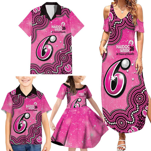Sydney Sixers NAIDOC Week 2026 Custom Family Matching Summer Maxi Dress and Hawaiian Shirt 50 Years Deadly Indigenous Art Glitter Effect