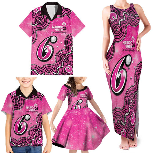Sydney Sixers NAIDOC Week 2026 Custom Family Matching Tank Maxi Dress and Hawaiian Shirt 50 Years Deadly Indigenous Art Glitter Effect