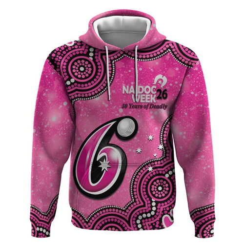 Sydney Sixers NAIDOC Week 2026 Custom Hoodie 50 Years Deadly Indigenous Art Glitter Effect