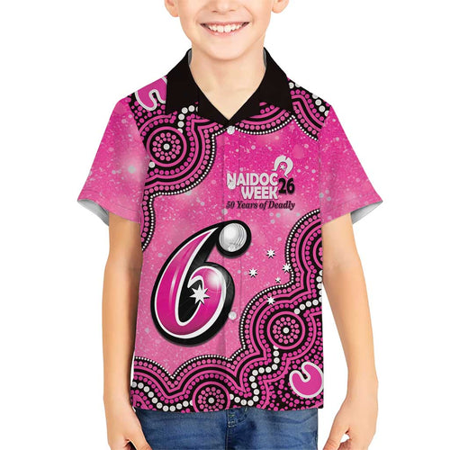 Sydney Sixers NAIDOC Week 2026 Custom Kid Hawaiian Shirt 50 Years Deadly Indigenous Art Glitter Effect
