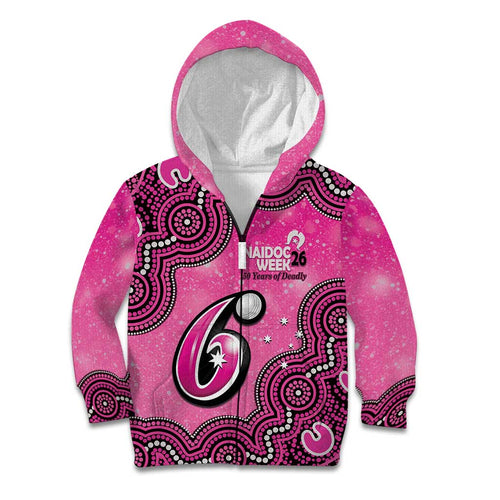 Sydney Sixers NAIDOC Week 2026 Custom Kid Hoodie 50 Years Deadly Indigenous Art Glitter Effect