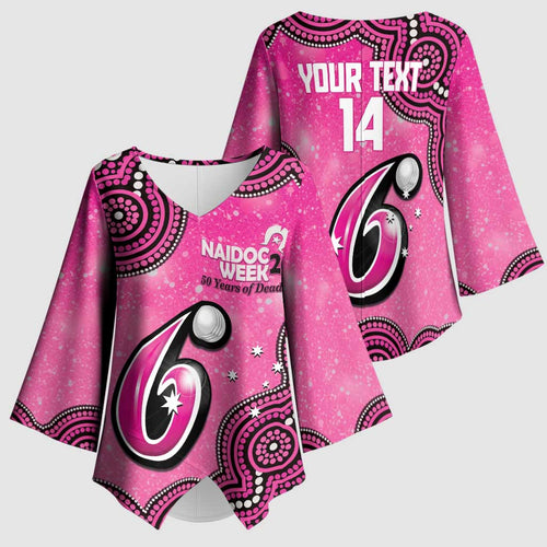 Sydney Sixers NAIDOC Week 2026 Custom Kimono Sleeve Blouse 50 Years Deadly Indigenous Art Glitter Effect